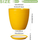 12 Inch Pots for Plants - Ceramic Planter for Indoor Plants Large Plant Pot with Drainage Hole and Saucer Round Outdoor Flower Pot for Garden Home Patio Office Yellow by GreenHaven Gardens