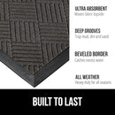 GORILLA GRIP 100% Waterproof All-Season WeatherMax Doormat, 34x58, US Designed Natural Rubber, Stain and Fade Resistant, Low Profile Indoor Outdoor Door Mats, Easy Clean Patio Mat, Gray Diamond by CozyNest Decor