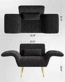 Txtin's Comfy Accent Chair Reading Chair for Bedroom Cozy Wing Arm Living Room Single Sofa Chair with Angle Adjustable Arms Black Corduroy Easy Assembly by CozyNest Decor