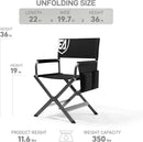 EVER ADVANCED Aluminum Lightweight Directors Chair Foldable, Folding Studio Movie Chairs Camping Event Vendor Chair, 19" Seat Height Black Fabric/Grey Frame, Support 350lbs by GreenHaven Gardens