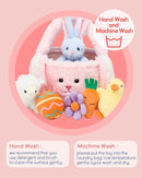 7 Piece Plush Stuffed Animals Playset Toys with Rabbit, Chick, Lamb, Carrot, Egg, Flower, Furry Bag, Soft Basket Set Toys for Girls Kids Ages 3+, Birthday Christmas Valentines Easter Party Favors by TinyTreasures Baby Boutique