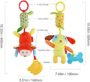 Toys for 0 3 6 9 to 12 Months, Soft Hanging Crinkle Squeaky Sensory Learning Toy Infant Newborn Stroller Car Seat Crib Travel Activity Plush Animal Wind Chime with Teether for Boys Girls by TinyTreasures Baby Boutique