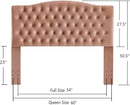 24KF Upholstered Tufted Button Velvet Headboard,Comfortable Fashional Headboard Queen/Full Size,Blush by CozyNest Decor