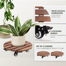 Idzo 2-Pack 14 Inch Acacia Wood Plant Caddy with Wheels – Heavy-Duty Plant Dolly with 264 Lbs Capacity, 360° Lockable Wheels for Large Plant Pots, Heavy Objects, Ideal for Indoor and Outdoor Use by GreenHaven Gardens