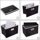 PRANDOM Foldable Storage Box with Lid [1-Pack] Fabric Collapsible Storage Bin Organizer Container Basket Cube with Cover for Home Bedroom Closet Office Nursery Black (14.9x9.8x9.8) by TinyTreasures Baby Boutique