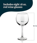 Libbey Midtown Red Wine Glass Set, 18.25 Oz Elegant Large Red Wine Glasses Set of 8, Long Stem Glass Wine Glasses for Weddings, Birthdays, and More by CozyNest Decor