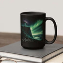 Customized Name Black Coffee Mug, Personalized Beautiful Northern Lights And Lighthouse Mug, Custom Mystical Ocean View Ceramic Cup, Gift For Women Men, Nature Themed Mug 11oz 15oz by CozyNest Decor