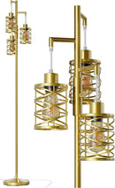 Oneach 70" Industrial Floor Lamp, Stepless Dimmable Standing Lamp with 3 Bulbs, Farmhouse Corner Standing Tree Lamp for Living Room, Tall Lamps for Bedroom, Office, Study Room, Dining Room, Gold by CozyNest Decor