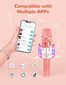 Amazmic Karaoke Microphone for Adults, Wireless Bluetooth Microphone for Singing Portable Karaoke Machine Handheld with LED Lights, Gift for Kids Adults Birthday Party, Home KTV(Rose Gold) by TinyTreasures Baby Boutique