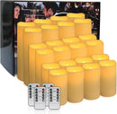 Set of 24 Waterproof Outdoor Flameless Candles,Realistic LED Candles with 4 Remote and Timer,(H 4" 5" 6" x D 2.2"),for Halloween Wedding Festival Decor. by CozyNest Decor