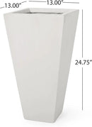 Christopher Knight Home Jorine Tapered Planter, Cast Stone Plant Pot, Lightweight Concrete Urban Planter, Standing Urn, Patio Garden Pot for Entryway Poolside, No Assembly Needed, 13" Matte White by CozyNest Decor