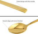Stainless Steel Flatware Set Hand Forged 18/10 Silverware Set Cutlery Set Gold Cuboid Handle Mirror Finished 20 Pieces Service for 4 by CozyNest Decor