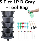 Vertical Planter, 5 Tier Stackable Strawberry Planter with Garden Tool Set, Movable Indoor/Outdoor Garden Herb Pot for Growing Vegetables and Succulents, Dark Gray by CozyNest Decor