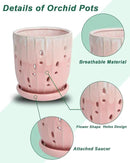 vensovo 6 Inch Ceramic Orchid Pot - Orchid Pot with Holes for Repotting, Ceramic Planter with Saucer for Indoor/Outdoor Plants, Pink by GreenHaven Gardens