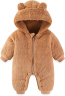 Newborn Baby Bear Outfit Suit Girls Boys Fleece Jumpsuit Romper Hooded Winter Snowsuit Clothes by TinyTreasures Baby Boutique