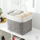 TcaFmac Organization and Storage Basket for Organizing - 16x12x12 inch Large 2 Pack Collapsible Storage Bins for Shelves, Fabric Storage Cubes for Box Closet Cloth Toy Books Kids (White & Grey) by CozyNest Decor