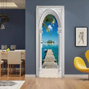 3D Door Stickers Murals - Landscape - Peel and Stick - Waterproof & Washable - Matt Finish - 35.4" x 78.7" - White - Door & Wall - Tropical - Adult by GreenHaven Gardens