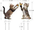 Metal Garden Stakes Decor,Cute Cats Playing with Butterflies Stakes, YGarden Statues Bird Repellent Cat Decorative Garden Stakes for Yard, Garden, Lawn Outdoor Decorations Set of 2 by GreenHaven Gardens