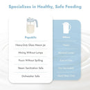 Papablic Glass Breastmilk Pitcher, Formula Mixing Pitcher with Mixing Handle Lid, Wide Mouth Mason Jar Mixer with Flip Locking Spout, Easy to Clean, BPA Free, Blue by TinyTreasures Baby Boutique