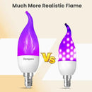 Hompavo 【Upgraded LED Flame Light Bulbs, 3 Modes Flickering Light Bulbs, E12 Chandelier Base Candle Fire Light Bulb for Halloween Christmas Party Porch Indoor & Outdoor Home Decoration, Purple 6 Pack by GreenHaven Gardens