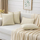 MIULEE Pack of 2 Christmas Pillow Covers 18x18 Inch Cream White Farmhouse Decorative Throw Pillow Covers with Stitched Edge Soft Chenille Solid Dyed Couch Pillow Covers for Sofa Bed Living Room by CozyNest Decor