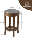 COSIEST Round End Table, 2-Tier Classic Brown Side Table, Farmhouse Wood Accent Table with Storage Shelf for Living Room, Bedroom, Office, Distressed Glaze Finish by CozyNest Decor