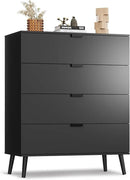 WLIVE 4 Drawer Dresser for Bedroom, Tall Wood Dresser, Modern Black Dressers with Sturdy Metal Handle, Small Chest of Drawers for Living Room, Hallway by CozyNest Decor