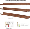 AZSKY 36 Inch Floating Book Shelves Rustic Wood Wall Picture Ledge Shelf for Storage Light Walnut Wall Mounted Picture Photo Display Shelf a Set of 3 Hanging Book Shelf by CozyNest Decor