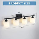 Milk Glass Vanity Lights for Bathroom, 4 Light Matte Black Bathroom Light Fixtures Over Mirror, Ceramic E26 Sockets Wall Mounted by CozyNest Decor