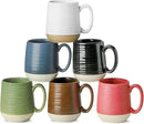 Hasense Porcelain Coffee Mugs Set of 6, 15 Ounce Large Ceramic Coffee Cups Set with Handle for Latte, Tea, Cocoa and Hot Chocolate, Colorful Coffee Mugs for Men and Women, Microwave Safe by CozyNest Decor