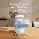 Dreo Humidifiers for Bedroom, Cool Mist Ultrasonic Humidifiers with 30Hr Runtime, Top Fill 3L Tank, Easy Clean, Humidity Sensor, Night Light for Baby, Nursery, 360° Nozzle for Plants and Home, Blue by TinyTreasures Baby Boutique