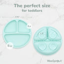 WeeSprout Suction Plates with Lids for Babies & Toddlers - 100% Silicone, Dinnerware Stays Put, Divided Design for Picky Eaters, Microwave & Dishwasher Friendly, 3 Pack by TinyTreasures Baby Boutique
