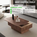 Lift Coffee Table with Storage & Adjustable Height, Solid Wood Coffee Table Fluted Center Table Accent Tea Table or Living Room, Apartment, Office (38.6" Walnut) by CozyNest Decor