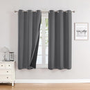 ChrisDowa 100% Blackout Curtains for Bedroom with Black Liner, 2 Thick Layers Total Blackout Thermal Insulated Grommet Window Curtains 2 Panels Set (Grey, 42W x 63L) by TinyTreasures Baby Boutique