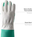 HANDLANDY Long Gardening Gloves for Men & Women, Thorn Proof Rose Pruning Gloves Leather Gauntlets Garden Glove Yard Work Glove (Medium, Green) by GreenHaven Gardens