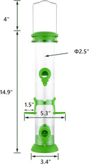 Bird Feeder Premium Hard Plastic for Wild Bird Feeders for Outdoors, Tube Bird Feeders for Outdoors Hanging,14 Inch 6 Port Lawn,Pack of 1 by CozyNest Decor