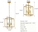 Farmhouse Gold Chandelier, 4-Light Vintage Chandeliers for Dining Room, Adjustable Modern Rustic Metal Hanging Pendant Light Fixture for Entryway Foyer Kitchen Island Hallway by CozyNest Decor