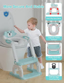 Potty Training Seat with Step Stool Ladder, Potty Training Toilet Seat with Soft Seat Splash Guard, Adjustable Height, 2 in 1 Potty Seats for Toddlers Kids Boys Girls by TinyTreasures Baby Boutique