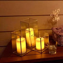 Hewory Glass Hurricane Candle Holder Set of 18, Gold Large Hurricane Centerpiece for Table, Tall Floor Square Pillar Candle Holders Lantern Set for Wedding, Anniversary, Party, Fireplace, Dining Room by CozyNest Decor