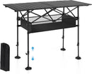 ALPHA CAMP Folding Camping Table, Portable Roll-up Table with Adjustable Height, Large Storage Bag and Carrying Bag, Tall Aluminum Table for Indoor & Outdoor Picnic BBQ Backyards Beach by GreenHaven Gardens