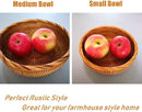 Set of 2 Round Rattan Bowl Baskets, 8 9 Inch Handmade Wicker Basket Tray with 3”Deep Wall, Decorative Woven Brown Bread Basket Fruit Bowl Table Key Holder, 2-Size by CozyNest Decor