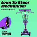 SKIDEE Kick Scooters for Kids Ages 3-5, Adjustable Height Foldable Scooter with Removable Seat, 3 LED Light Wheels, Rear Brake, Wide Standing Board, Suitable Up to 12 Year Old Boys/Girls by TinyTreasures Baby Boutique