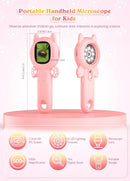 2-in-1 Microscope Camera for Kids, Mini Handheld Microscope Supporting Multiple Viewing Angles, Outdoor Educational Science Adventure Toys, Birthday Gifts for 3-10 Years Old Girls, Pink Cat by TinyTreasures Baby Boutique