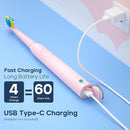 SEAGO Kids Electric Toothbrush, Rechargeable Sonic Soft Bristle Toothbrushes with 8 Brush Heads, DIY Stickers and 5 Modes, Ideal for Kids and Children, Ages 3–12,SG2303(Pink) by TinyTreasures Baby Boutique