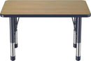 FDP Rectangle (24 x 36 inch) Classroom Table with Adjustable Chunky Toddler Legs (15-24 in); Preschool, Kinder and Daycare Furniture - Pasadena Oak Top/Navy Edge and Legs by CozyNest Decor