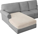 PrinceDeco Sectional Couch Covers Velvet Couch Cover for Dogs Washable L Shaped Couch Cover 1 Piece Individual Sectional Couch Covers with Elastic Bottom(Chaise Lounge,Ivory) by CozyNest Decor