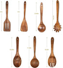 7-Piece Wooden Cooking Utensil Set - Teak Spatula and Spoons for Kitchen by CozyNest Decor
