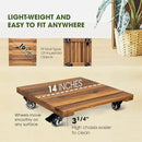 Idzo 2-Pack 14 Inch Wood Plant Caddy with Wheels Heavy Duty, 264 lbs Acacia Hardwood Plant Caster Dolly Rolling Stand with 360° Lockable Wheels for Heavy Plant Pots and Outdoor Use by GreenHaven Gardens