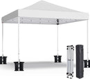 Shades 10x10 Pop Up Canopy,Heavy Duty Beach Tent with Carrying Bag for Easy Moving,Sun Shelter for Parties,Events,Camping,Outdoor Gazebo with 420D PU Coated Waterproof White Fabric,4 Sandbags by GreenHaven Gardens