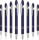 8 Pieces Ballpoint Pen with Stylus Tip Black Ink 2 in 1 Stylus Metal 1.0 mm Medium Point Smooth Pen Rainbow Colorful Rubberized Ballpoint for Touch Screen Tablet(Dark Blue) by TinyTreasures Baby Boutique